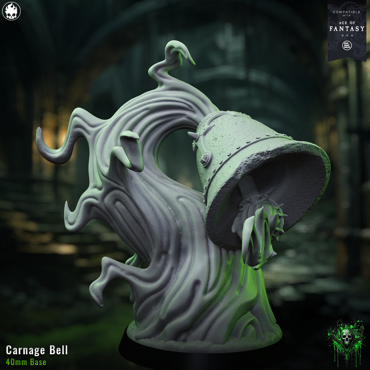 a green and white sculpture of a strange looking object