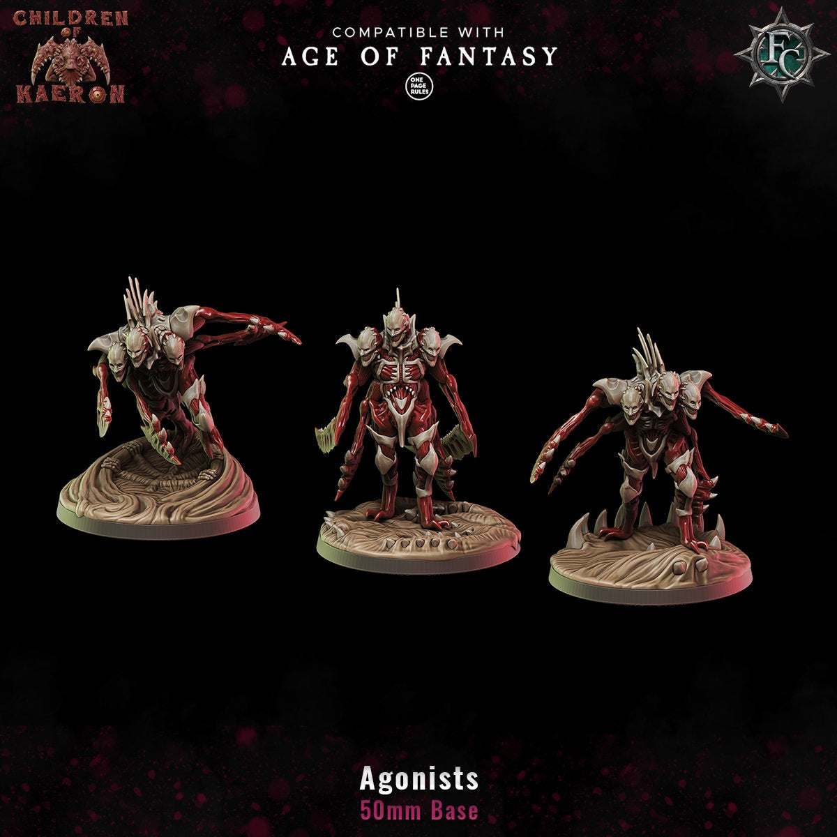 a group of warhammers painted in red and white