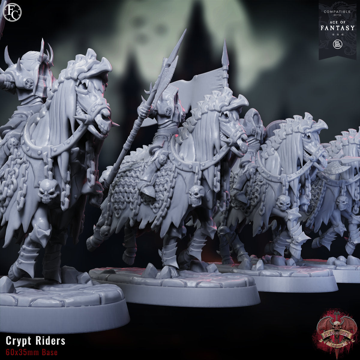 a group of white painted warhammers on a black background