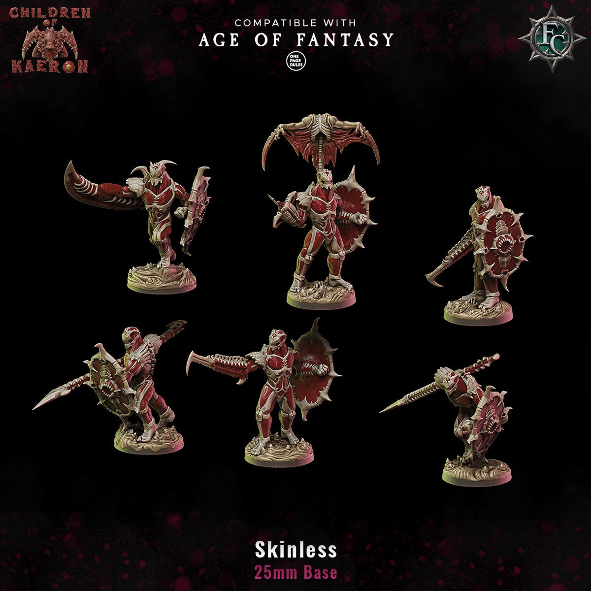 a set of six painted warhammers with swords